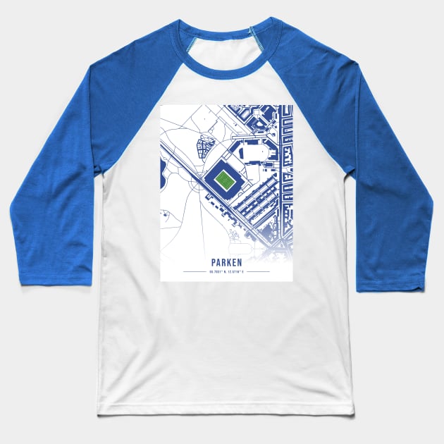 Parken White Map Design Baseball T-Shirt by TopFootballStadiums